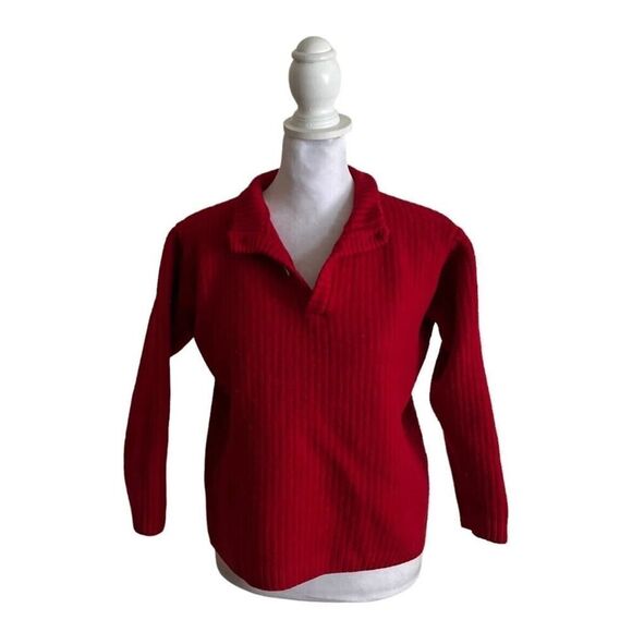 Ubaldin Scuola Italy Knit Red 100% Fine Merino Wool Thick Knit Collared US Small - Picture 2 of 9